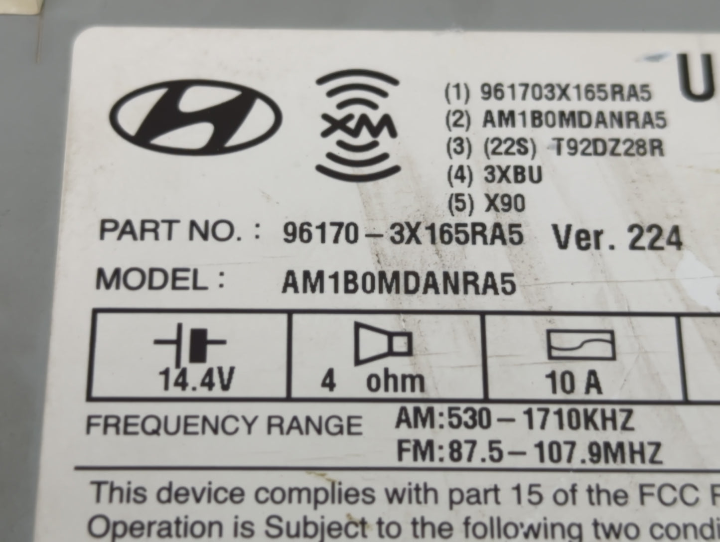 2013 Hyundai Elantra Radio AM FM Cd Player Receiver Replacement P/N:96170-3X165RA5 Fits OEM Used Auto Parts - Oemusedautopar