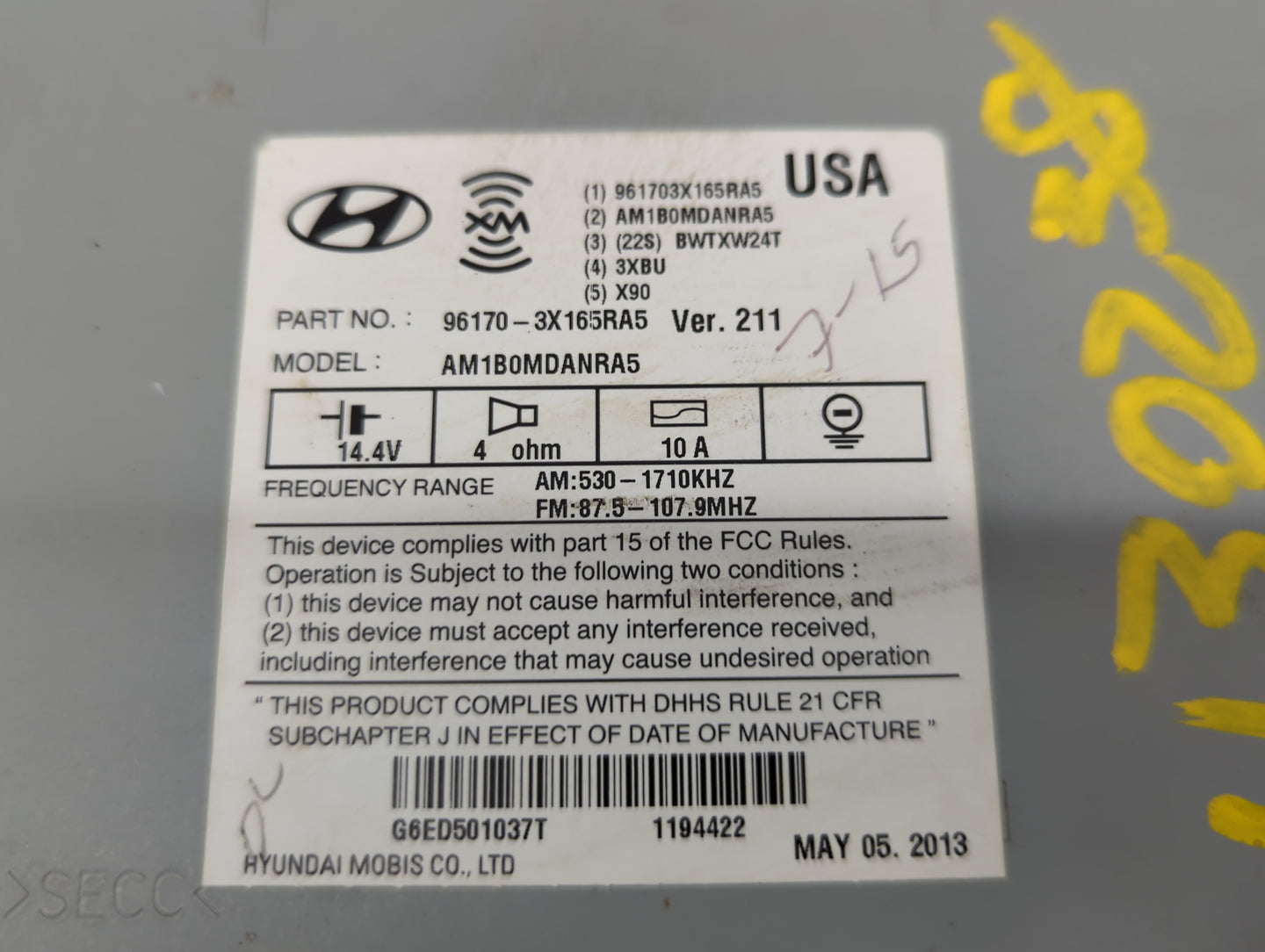 2013-2013 Hyundai Elantra Am Fm Cd Player Radio Receiver - Oemusedautoparts1.com