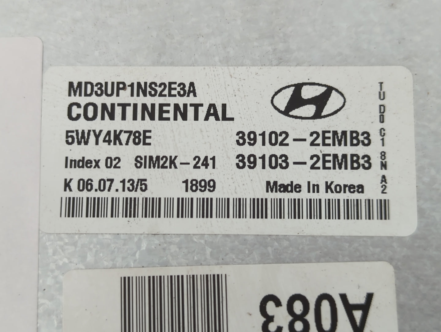 2011-2013 Hyundai Elantra PCM Engine Control Computer ECU ECM PCU OEM P/N:39103-2EMB3 39102-2EMB3 Fits Fits 2011 2012 2013 O
