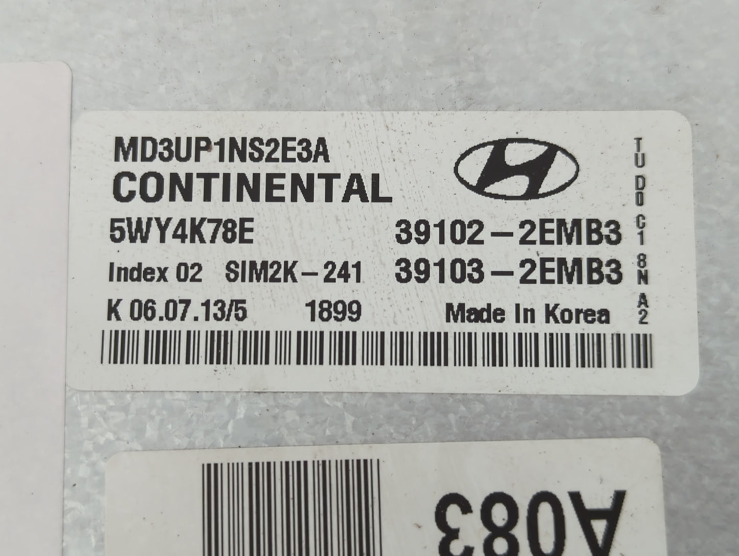 2011-2013 Hyundai Elantra PCM Engine Control Computer ECU ECM PCU OEM P/N:39103-2EMB3 39102-2EMB3 Fits Fits 2011 2012 2013 O