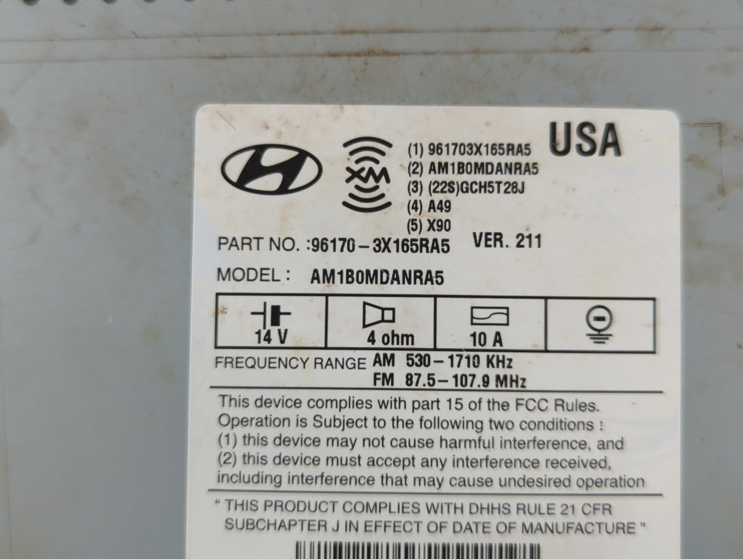 2013-2013 Hyundai Elantra Am Fm Cd Player Radio Receiver - Oemusedautoparts1.com