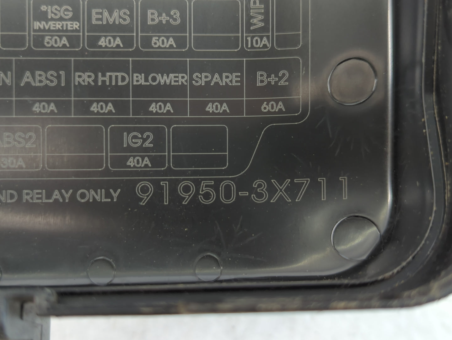 2011-2013 Hyundai Elantra Fusebox Fuse Box Panel Relay Module P/N:91950-3X711 Fits Fits 2011 2012 2013 OEM Used Auto Parts -