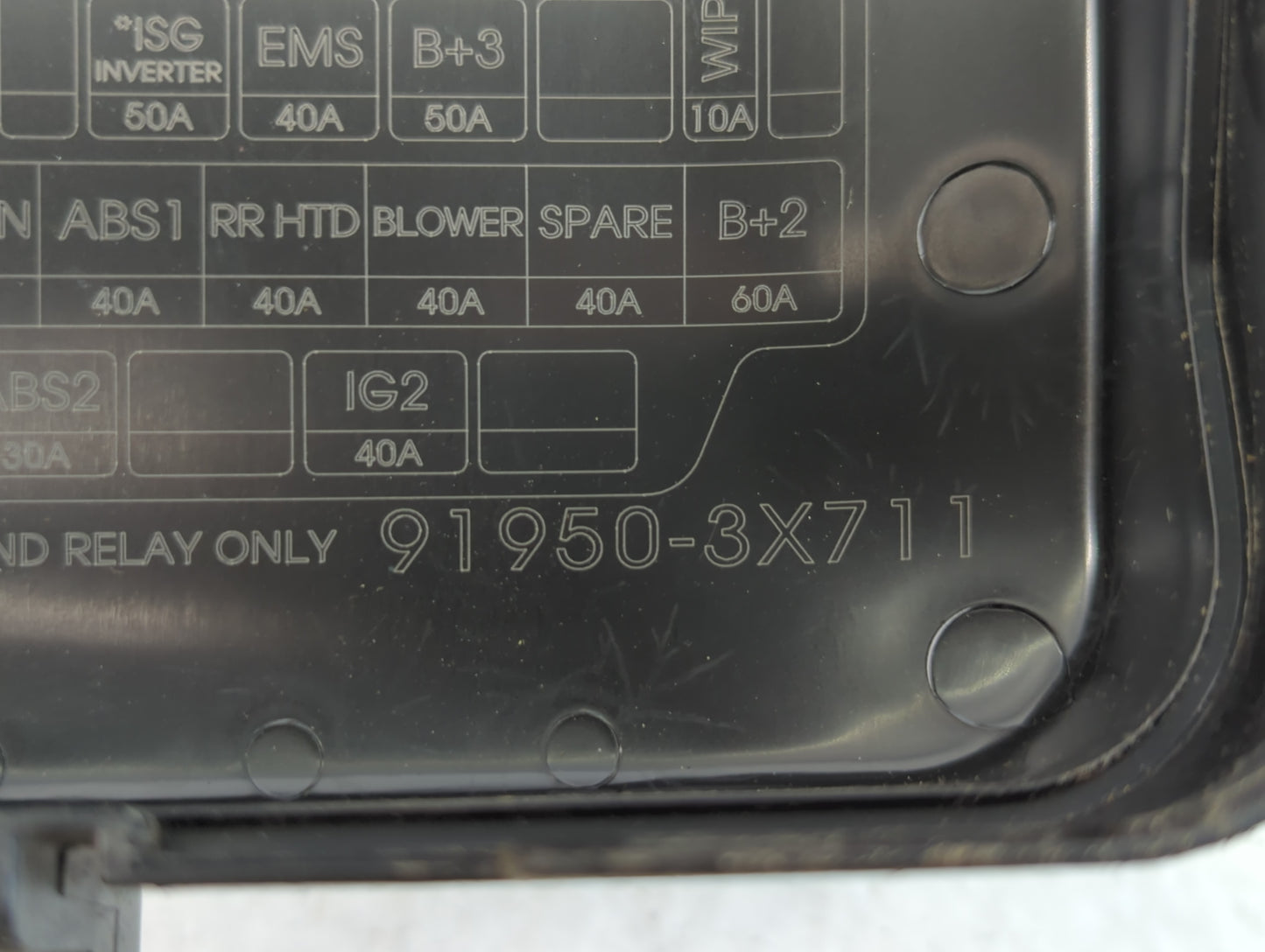 2011-2013 Hyundai Elantra Fusebox Fuse Box Panel Relay Module P/N:91950-3X711 Fits Fits 2011 2012 2013 OEM Used Auto Parts -