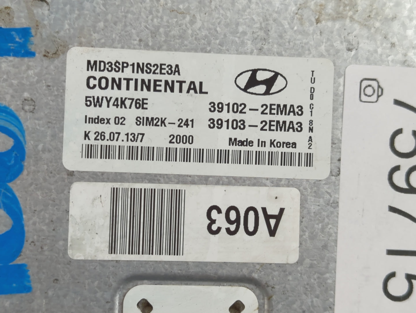 2011-2013 Hyundai Elantra PCM Engine Control Computer ECU ECM PCU OEM P/N:39103-2EMN2 39102-2EMN2 Fits Fits 2011 2012 2013 O