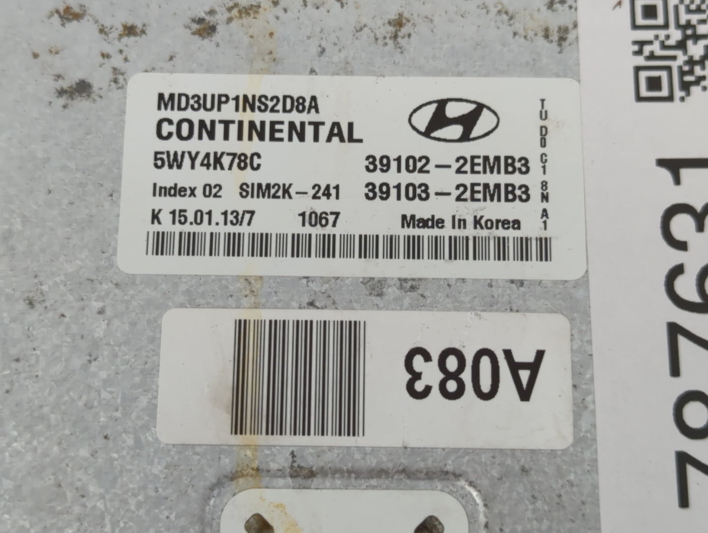 2013 Hyundai Elantra PCM Engine Control Computer ECU ECM PCU OEM P/N:39103-2EMB3 39102-2EMB3 Fits OEM Used Auto Parts - Oemu