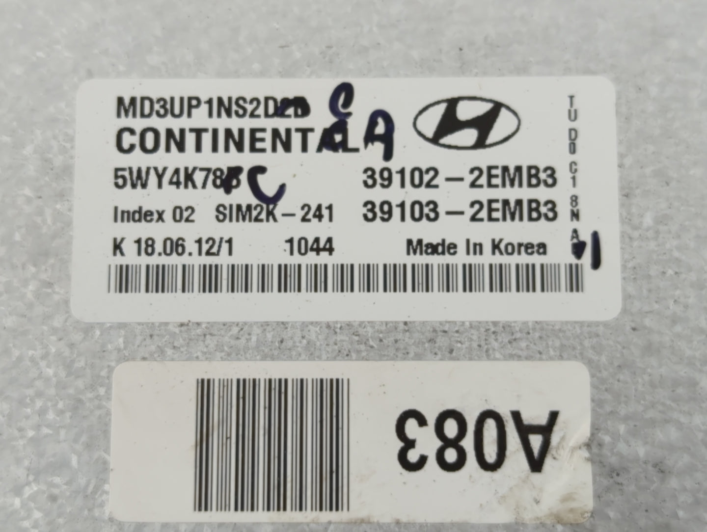 2011-2013 Hyundai Elantra PCM Engine Control Computer ECU ECM PCU OEM P/N:39103-2EMB3 39102-2EMB3 Fits Fits 2011 2012 2013 O