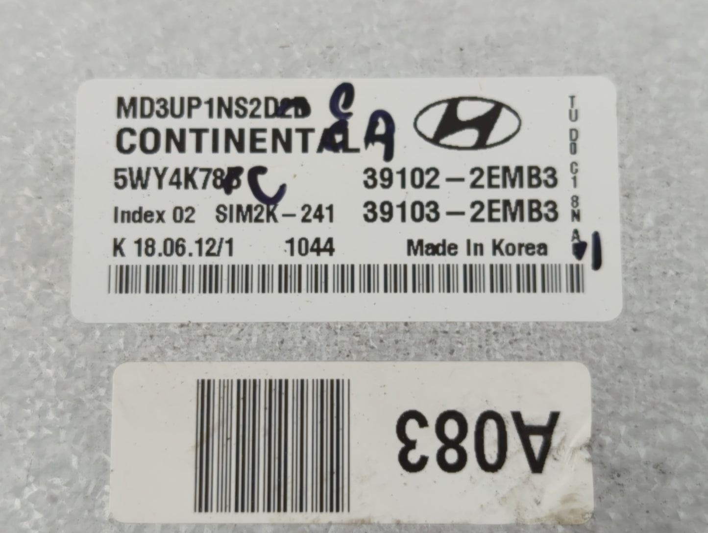 2011-2013 Hyundai Elantra PCM Engine Control Computer ECU ECM PCU OEM P/N:39103-2EMB3 39102-2EMB3 Fits Fits 2011 2012 2013 O