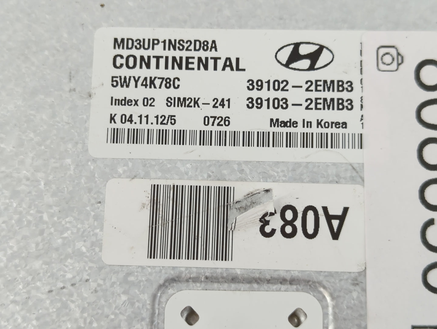 2011-2013 Hyundai Elantra PCM Engine Control Computer ECU ECM PCU OEM P/N:39103-2EMB3 39102-2EMB3 Fits Fits 2011 2012 2013 O