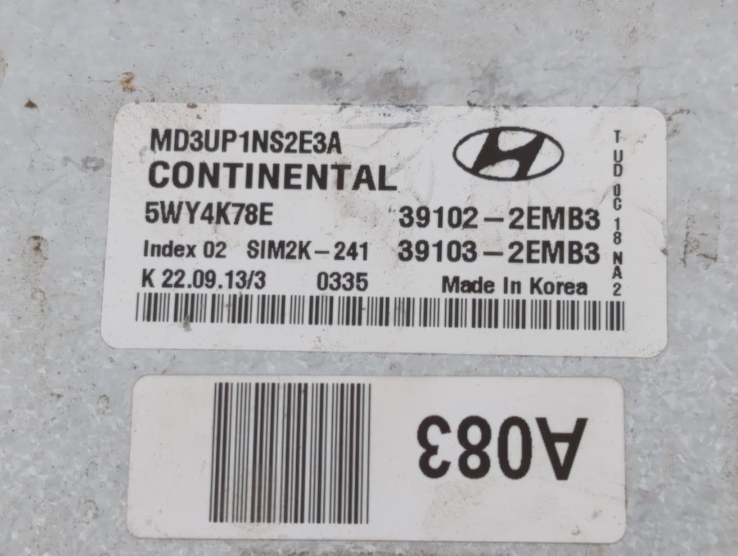 2011-2013 Hyundai Elantra PCM Engine Control Computer ECU ECM PCU OEM P/N:39103-2EMB3 39102-2EMB3 Fits Fits 2011 2012 2013 O