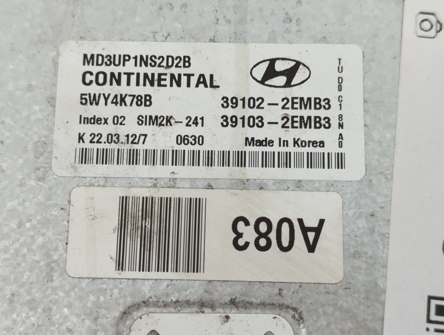 2011-2013 Hyundai Elantra PCM Engine Control Computer ECU ECM PCU OEM P/N:39103-2EMB3 39102-2EMB3 Fits Fits 2011 2012 2013 O