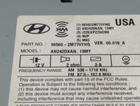 2013 Hyundai Genesis Radio AM FM Cd Player Receiver Replacement P/N:96560-2M770YHG Fits OEM Used Auto Parts - Oemusedautopar