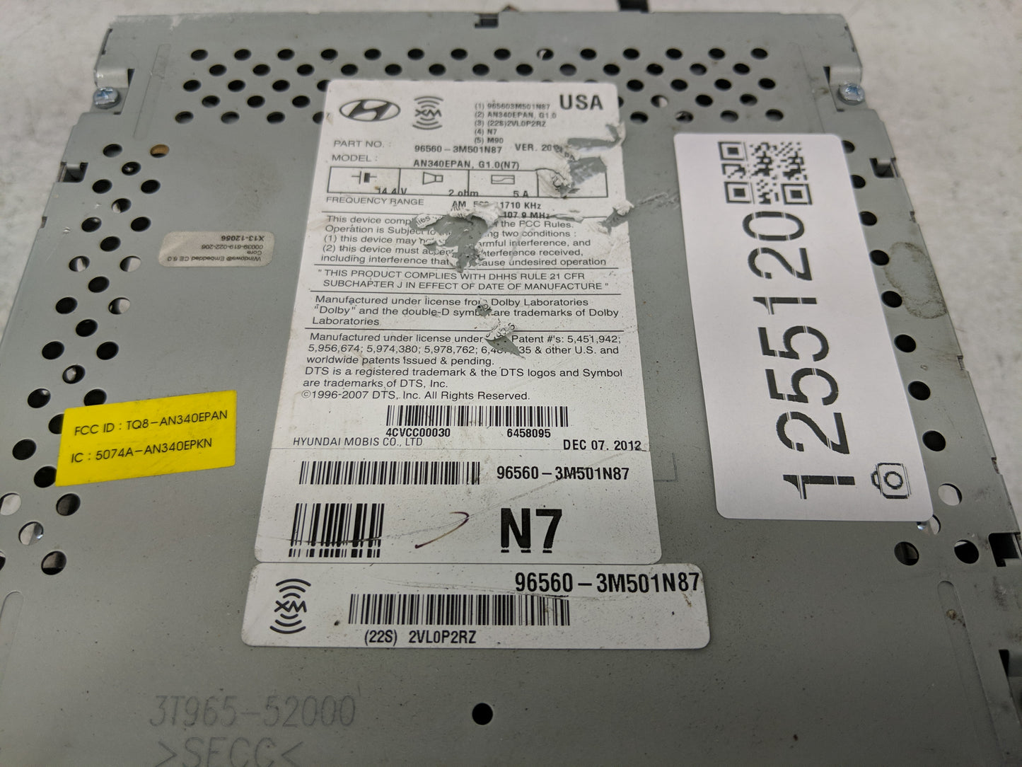 2011-2014 Hyundai Genesis Radio AM FM Cd Player Receiver Replacement P/N:96560-3M501N87 Fits Fits 2011 2012 2013 2014 OEM Us