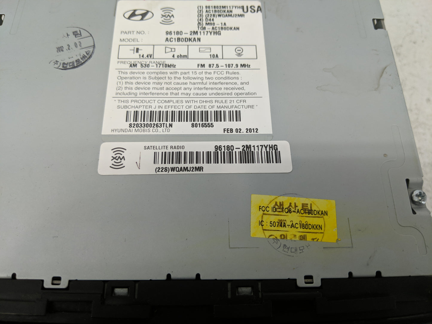 2013-2015 Hyundai Genesis Radio AM FM Cd Player Receiver Replacement P/N:96180-2M117YHG Fits Fits 2013 2014 2015 OEM Used Au