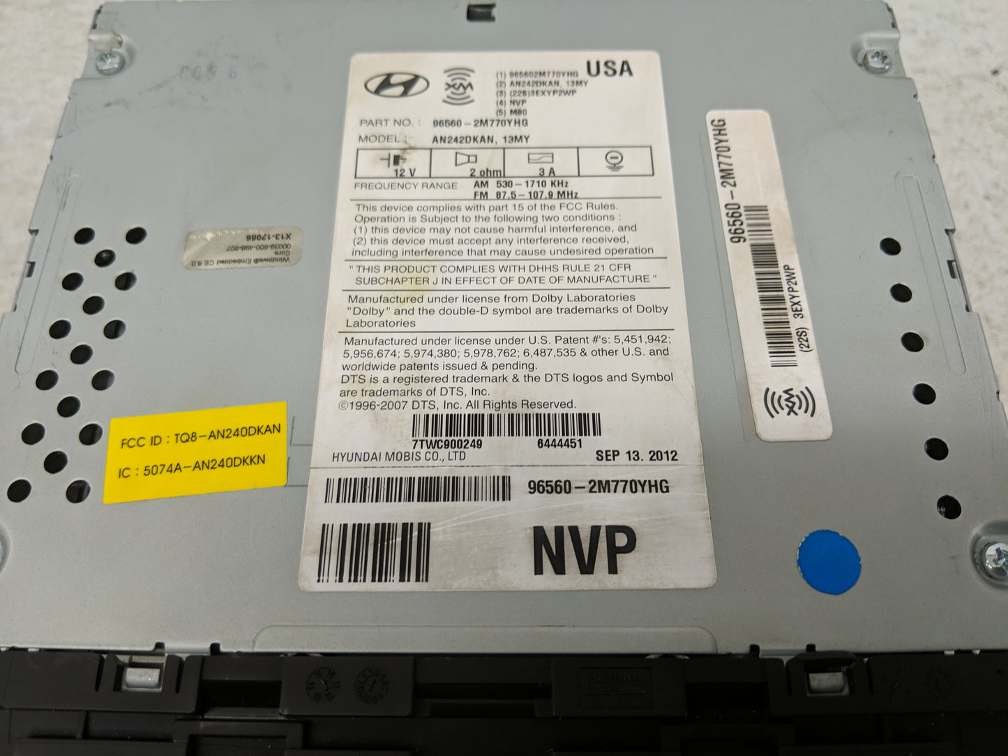 2013-2015 Hyundai Genesis Radio AM FM Cd Player Receiver Replacement P/N:96560-2M770YHG Fits Fits 2013 2014 2015 OEM Used Au