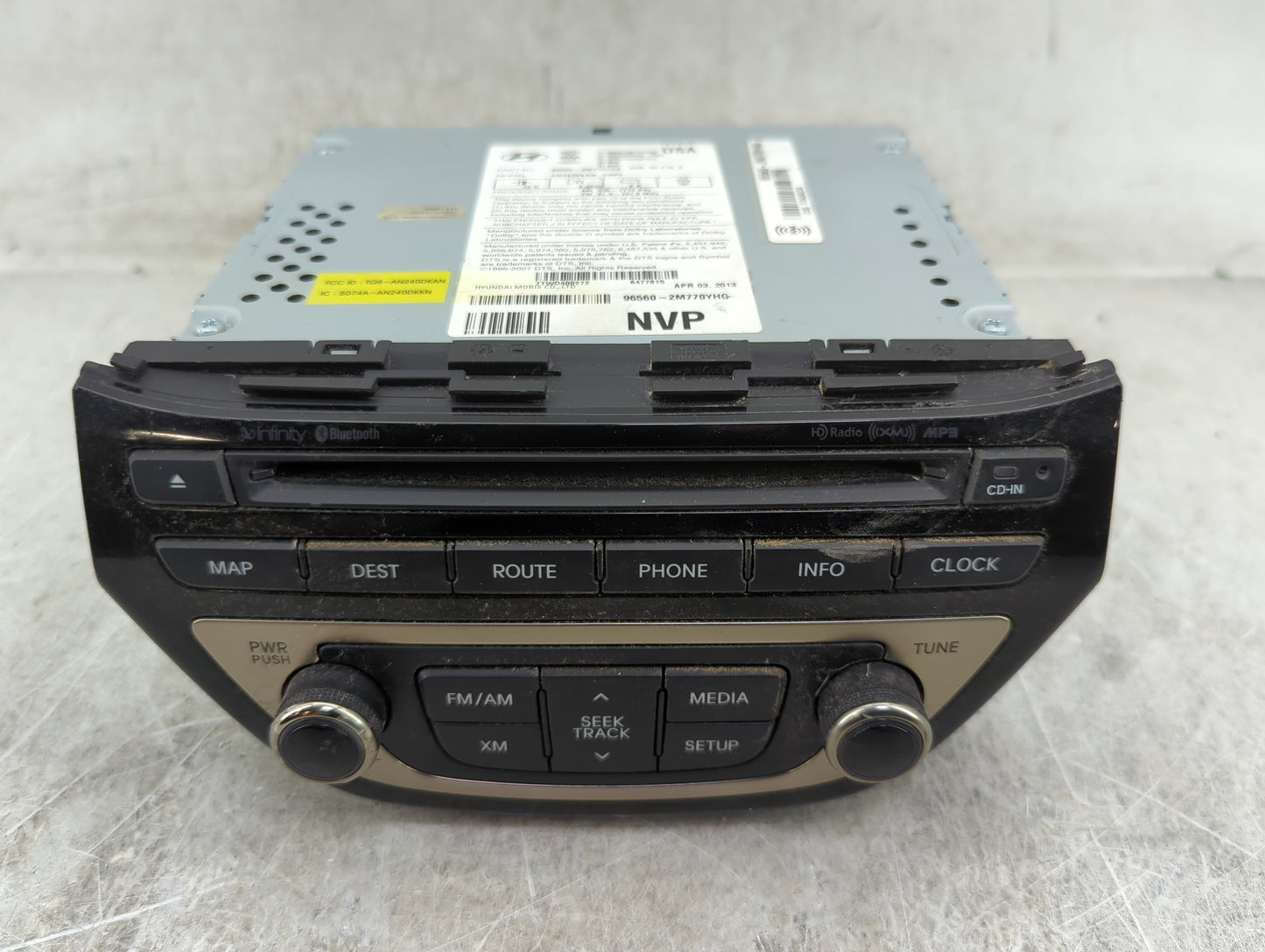 2013 Hyundai Genesis Radio AM FM Cd Player Receiver Replacement P/N:96560-2M770YHG AN242DKAN Fits OEM Used Auto Parts - Oemu