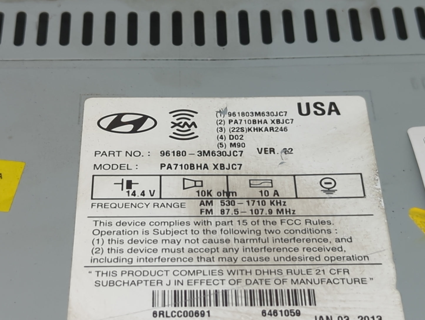 2011-2014 Hyundai Genesis Radio AM FM Cd Player Receiver Replacement P/N:961803M630JC7 PA710BHAXBJC7 Fits Fits 2011 2012 201