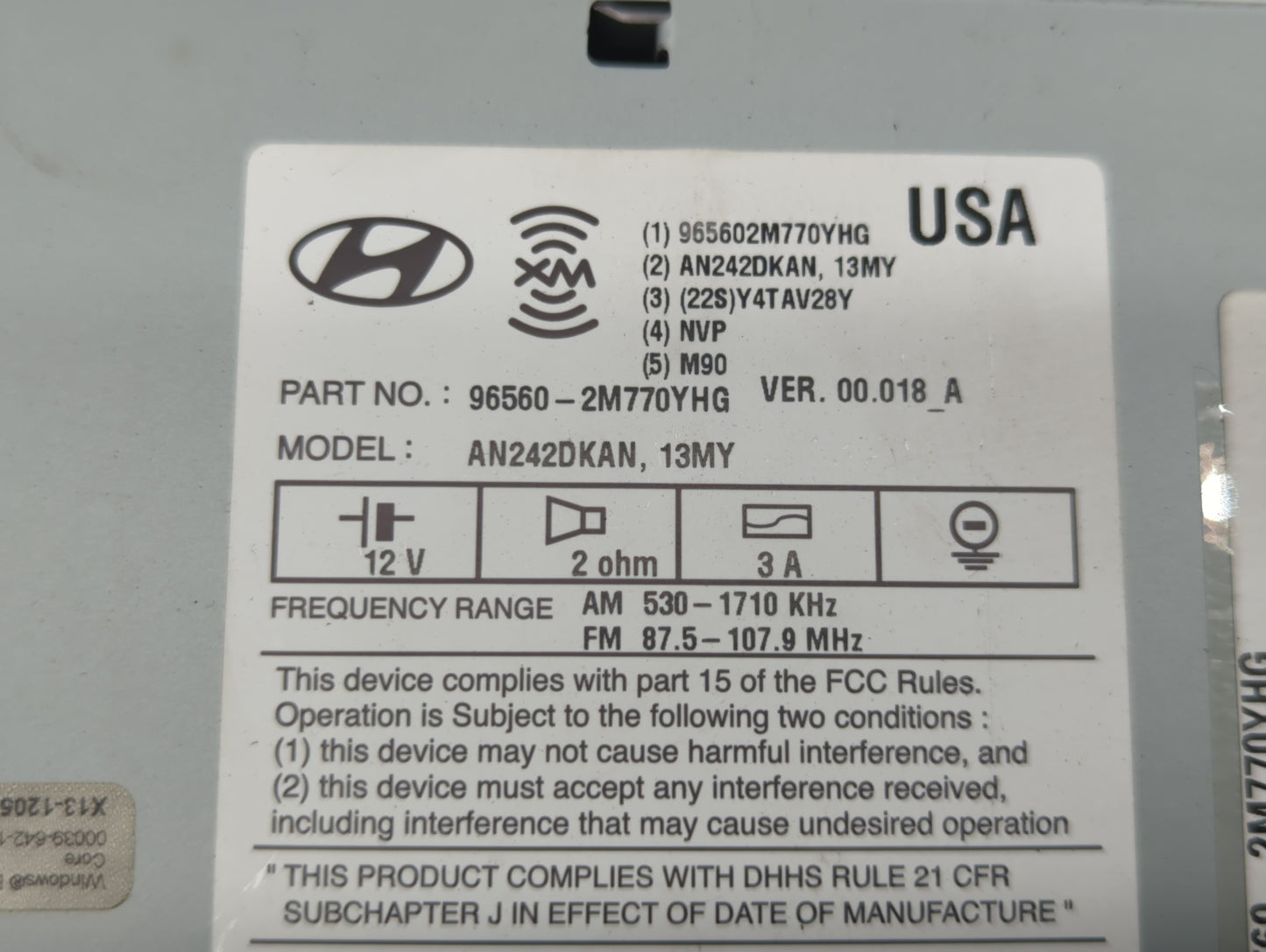 2013-2015 Hyundai Genesis Am Fm Cd Player Radio Receiver - Oemusedautoparts1.com
