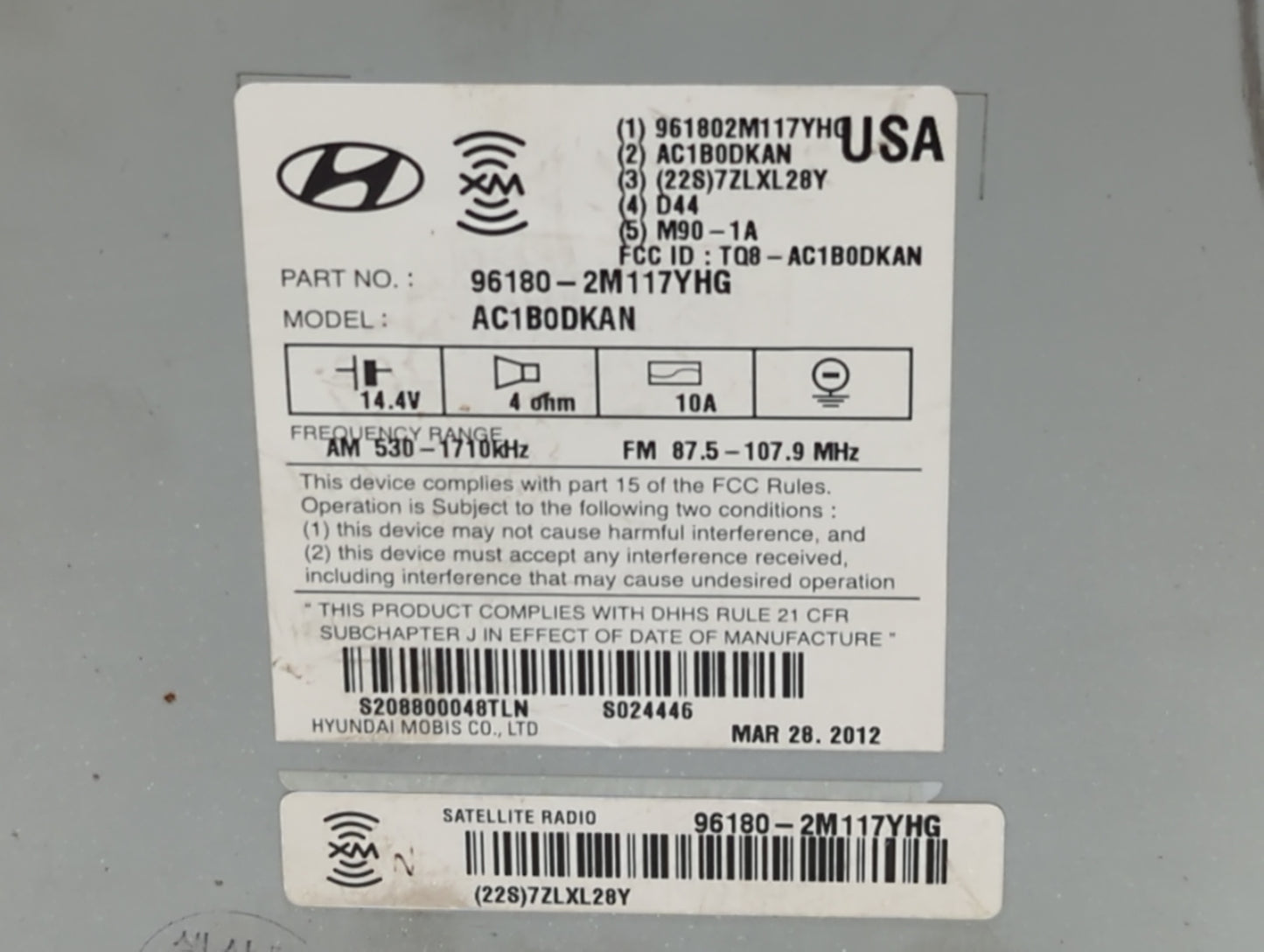 2013-2013 Hyundai Genesis Am Fm Cd Player Radio Receiver - Oemusedautoparts1.com