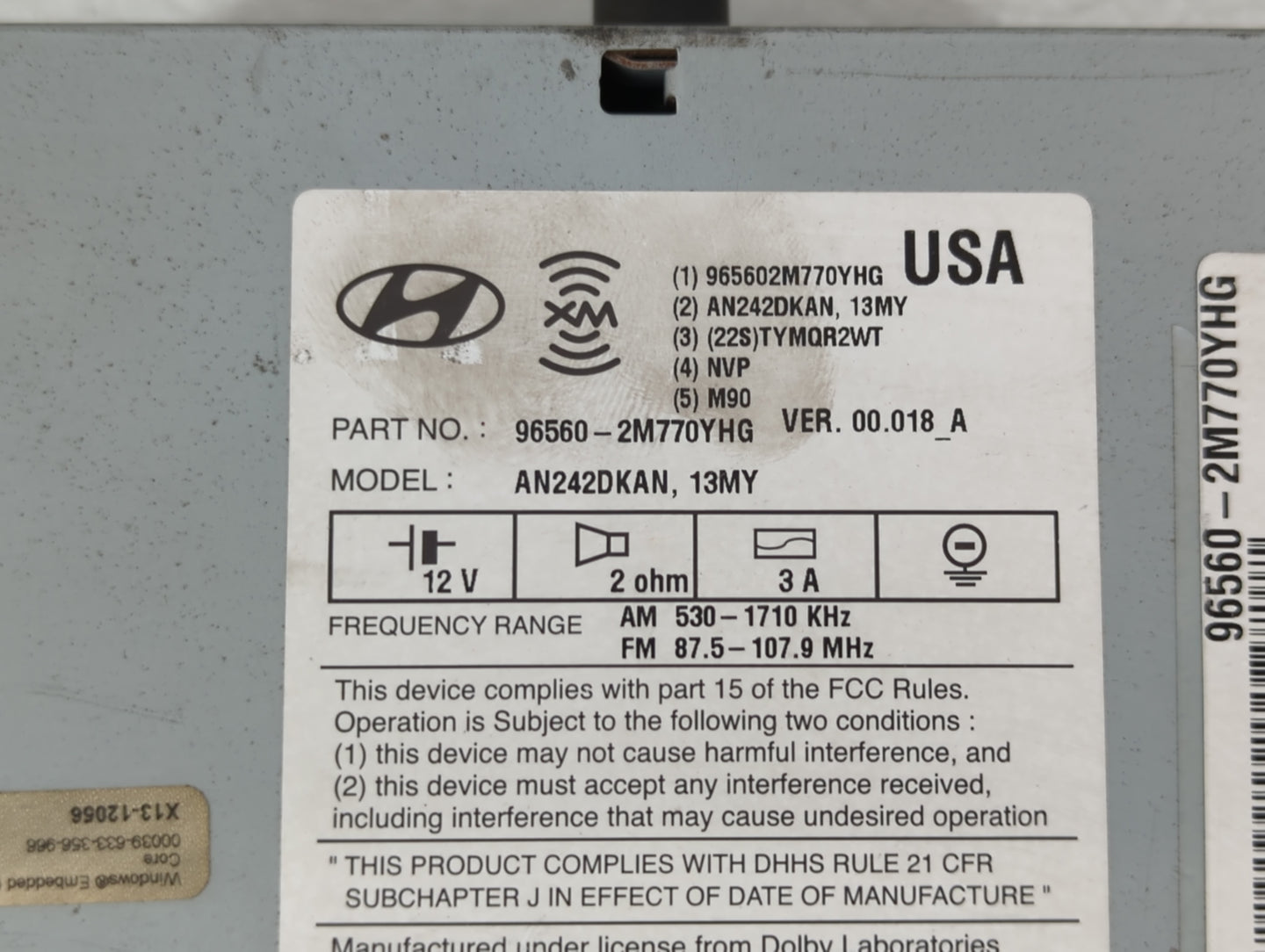 2013-2015 Hyundai Genesis Am Fm Cd Player Radio Receiver - Oemusedautoparts1.com