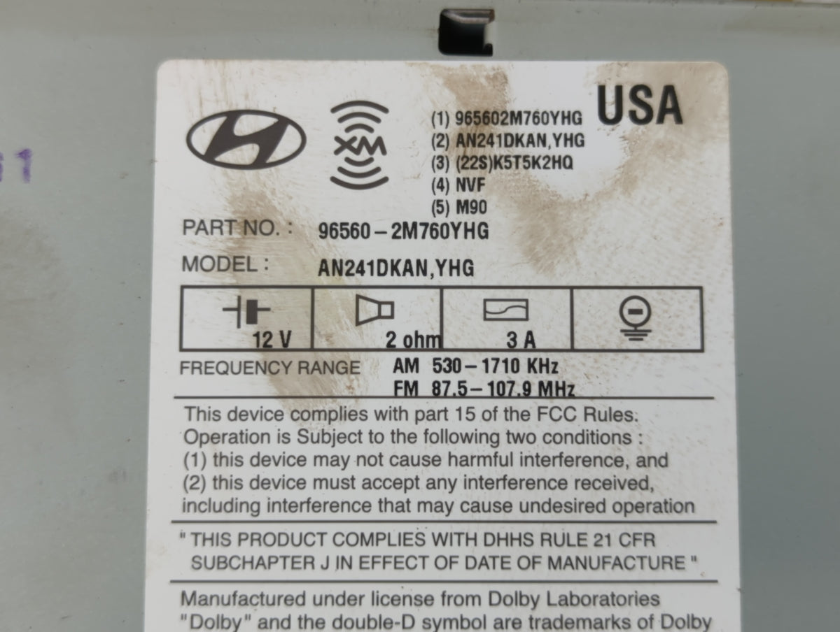 2013-2015 Hyundai Genesis Am Fm Cd Player Radio Receiver 554999 - Oemusedautoparts1.com