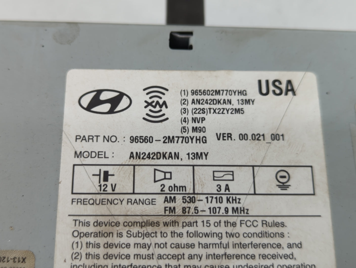 2013-2015 Hyundai Genesis Radio AM FM Cd Player Receiver Replacement P/N:96560-2M770YHG Fits Fits 2013 2014 2015 OEM Used Au