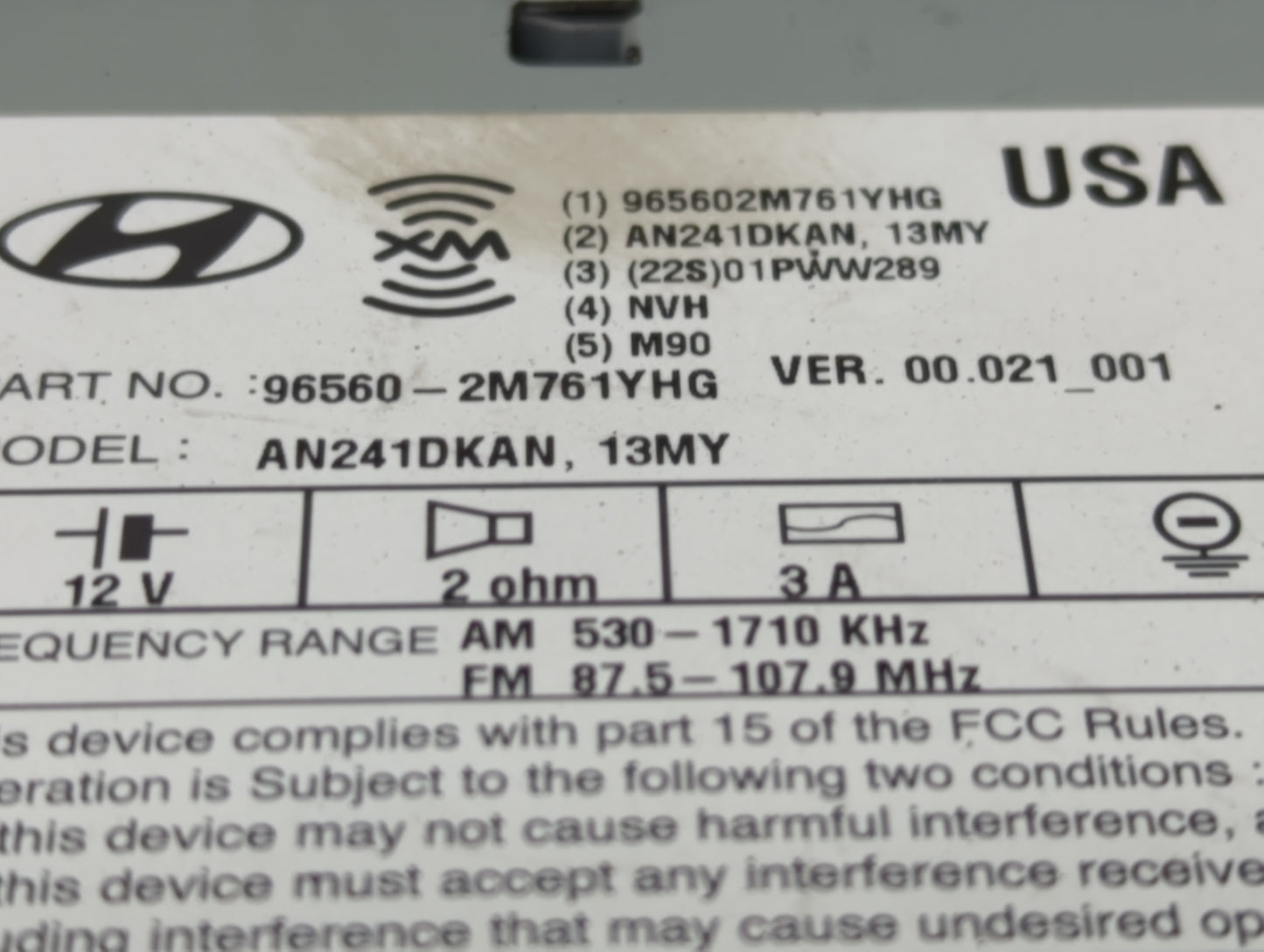 2013-2015 Hyundai Genesis Am Fm Cd Player Radio Receiver - Oemusedautoparts1.com