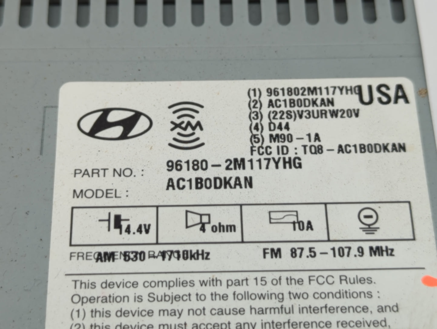 2011-2014 Hyundai Genesis Radio AM FM Cd Player Receiver Replacement P/N:96180-2M117YHG Fits Fits 2011 2012 2013 2014 OEM Us