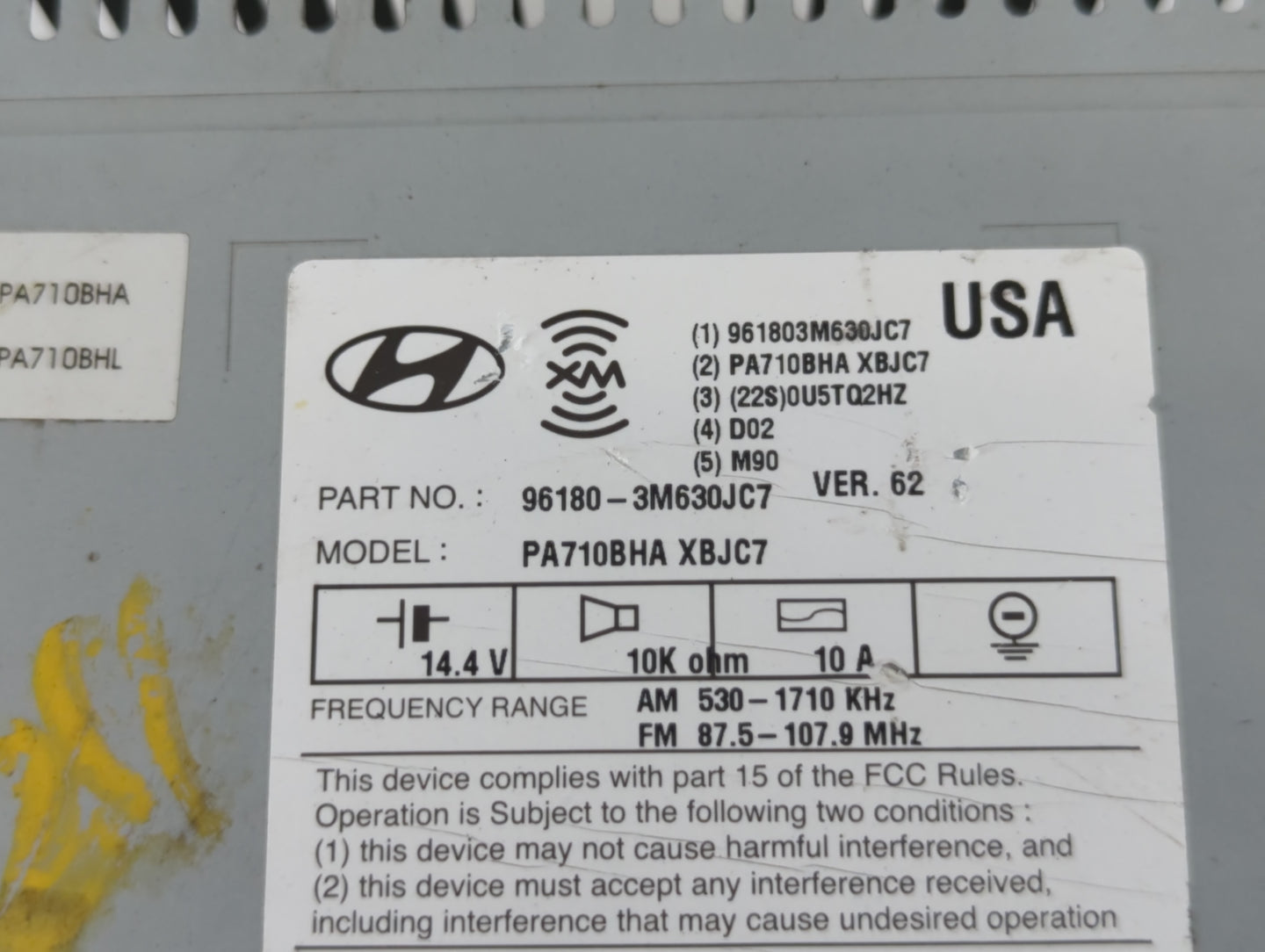 2011-2014 Hyundai Genesis Radio AM FM Cd Player Receiver Replacement P/N:96180-3M630JC7 Fits Fits 2011 2012 2013 2014 OEM Us