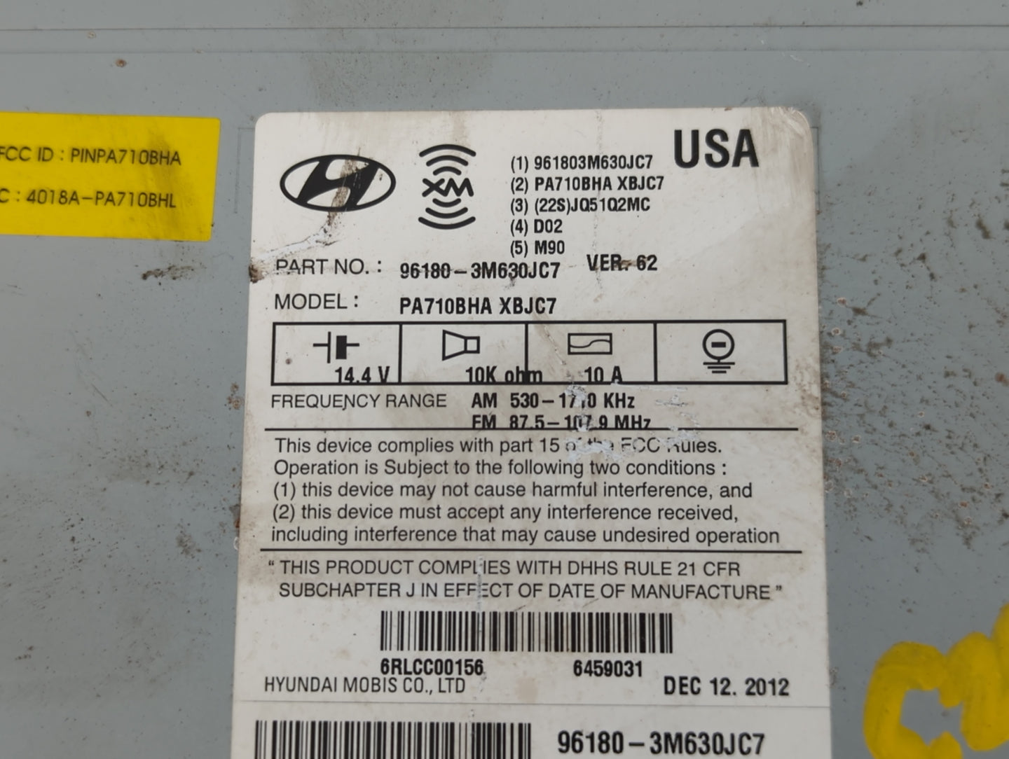 2011-2014 Hyundai Genesis Am Fm Cd Player Radio Receiver - Oemusedautoparts1.com