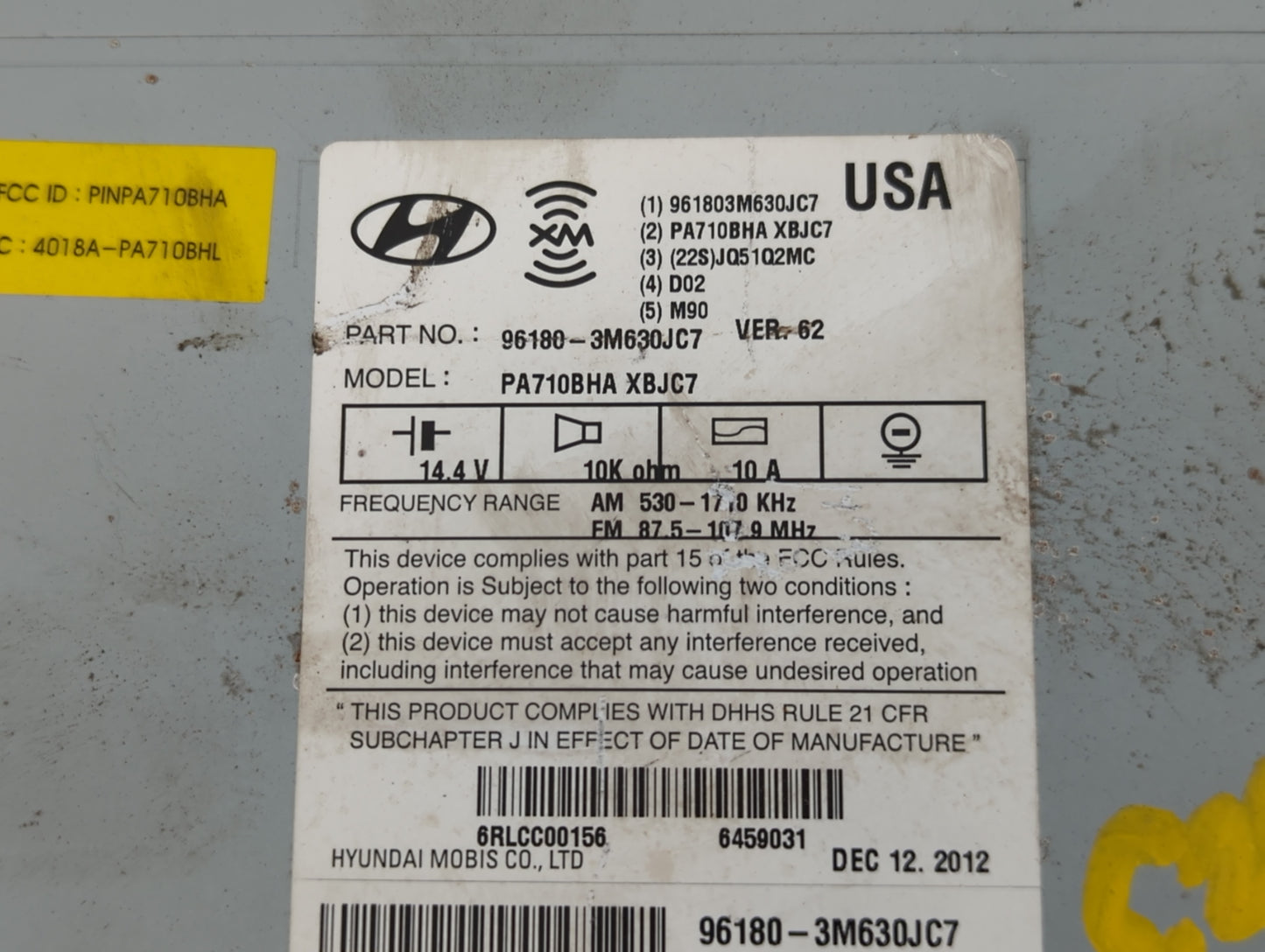 2011-2014 Hyundai Genesis Am Fm Cd Player Radio Receiver - Oemusedautoparts1.com