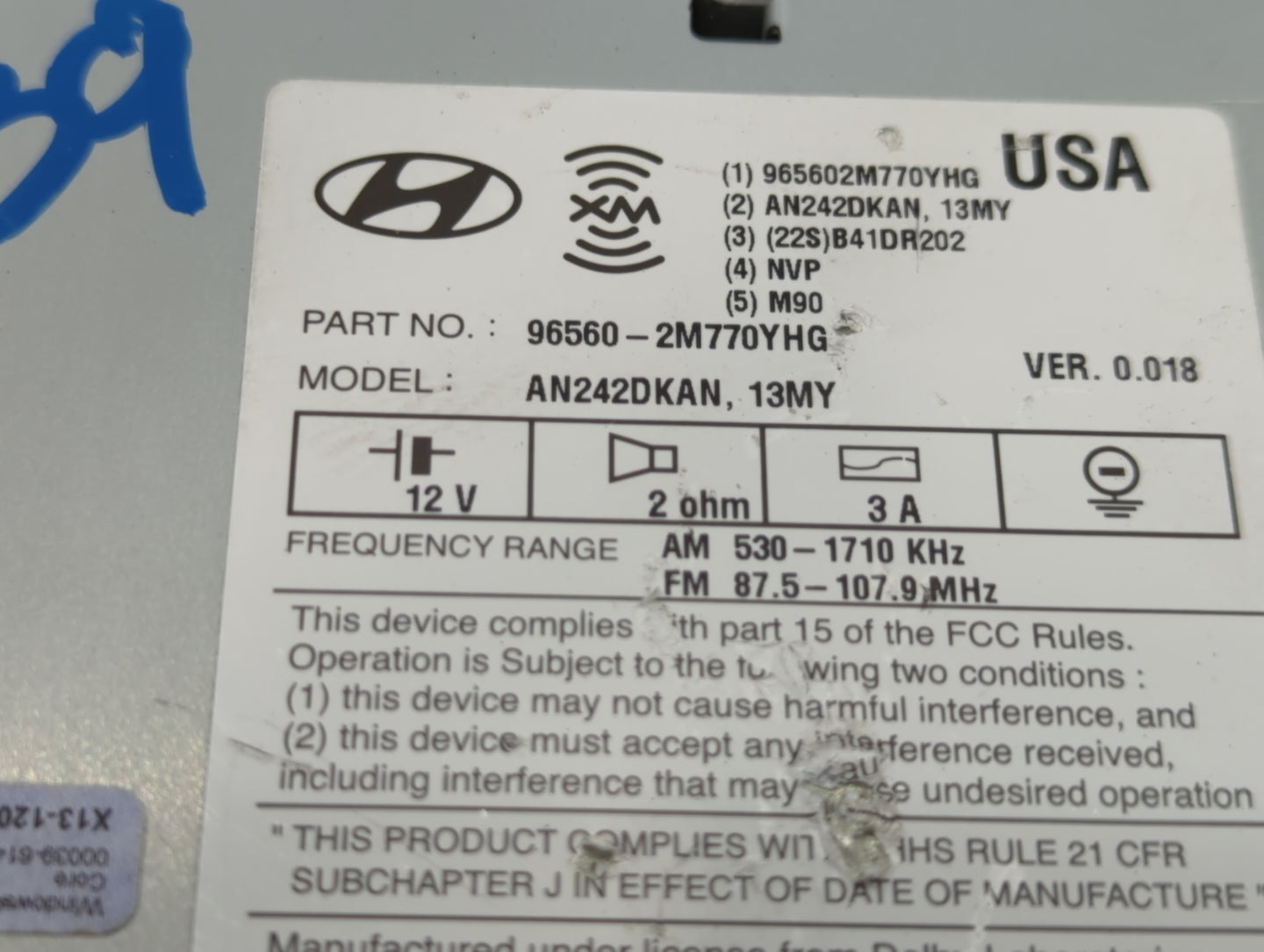 2013-2015 Hyundai Genesis Am Fm Cd Player Radio Receiver - Oemusedautoparts1.com