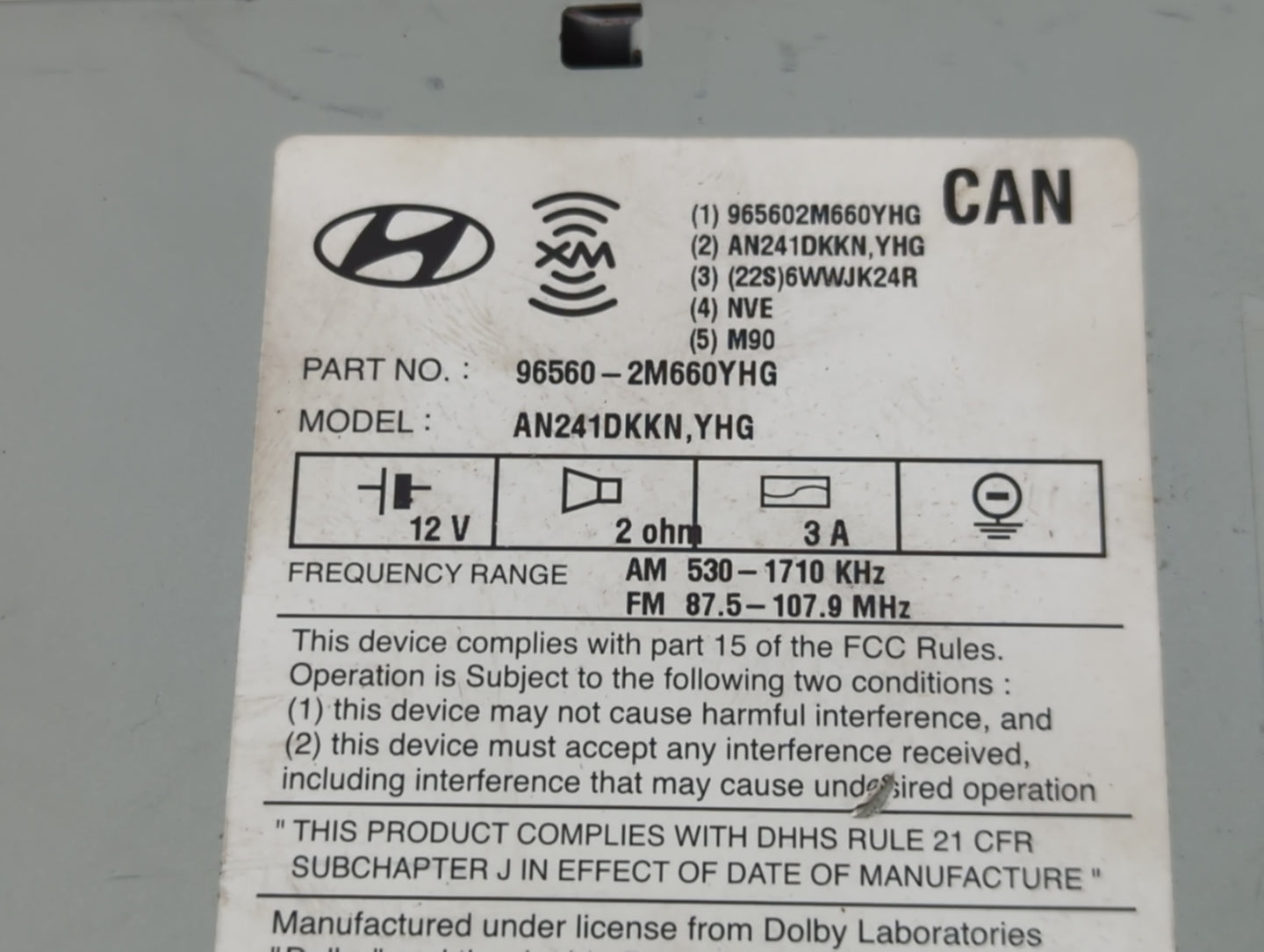 2013-2013 Hyundai Genesis Am Fm Cd Player Radio Receiver - Oemusedautoparts1.com