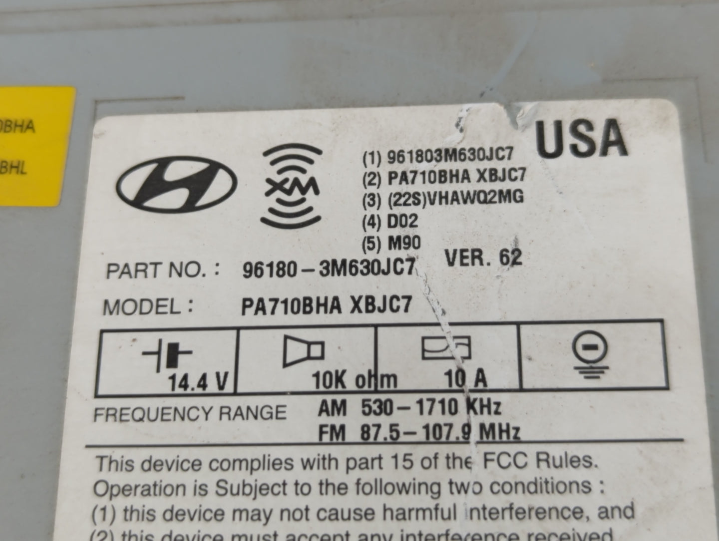2011-2014 Hyundai Genesis Radio AM FM Cd Player Receiver Replacement P/N:96180-3M630JC7 Fits Fits 2011 2012 2013 2014 OEM Us