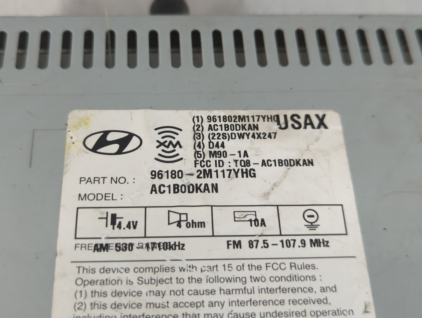 2013 Hyundai Genesis Radio AM FM Cd Player Receiver Replacement P/N:96180-2M117YHG Fits OEM Used Auto Parts - Oemusedautopar