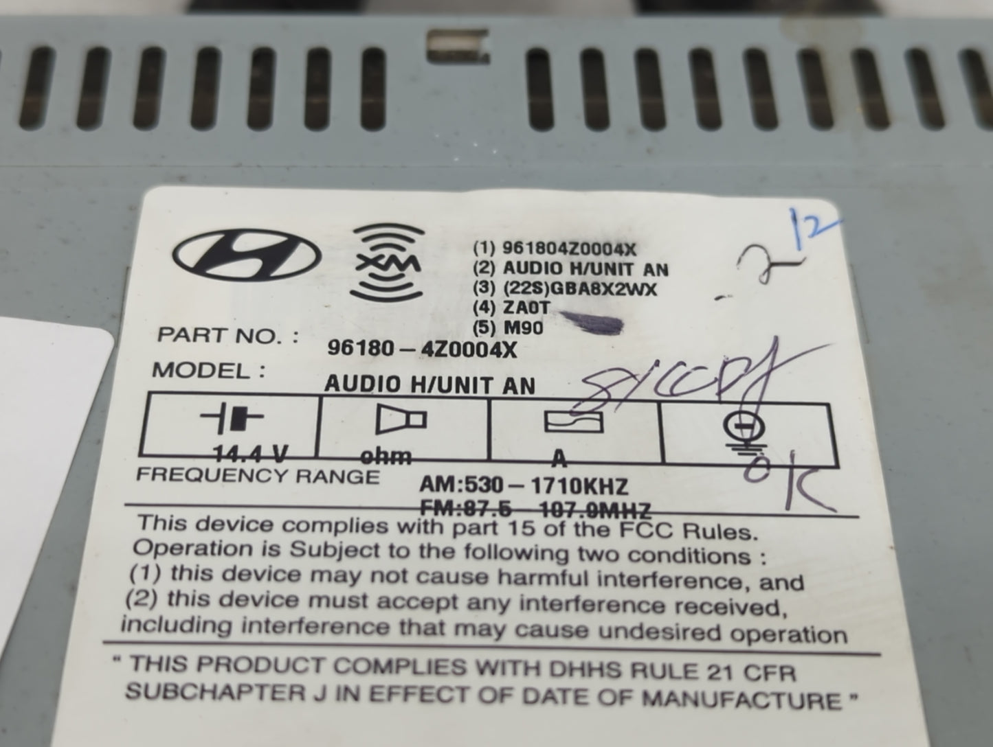 2013-2016 Hyundai Santa Fe Radio AM FM Cd Player Receiver Replacement P/N:96180-4Z0004X Fits Fits 2013 2014 2015 2016 OEM Us