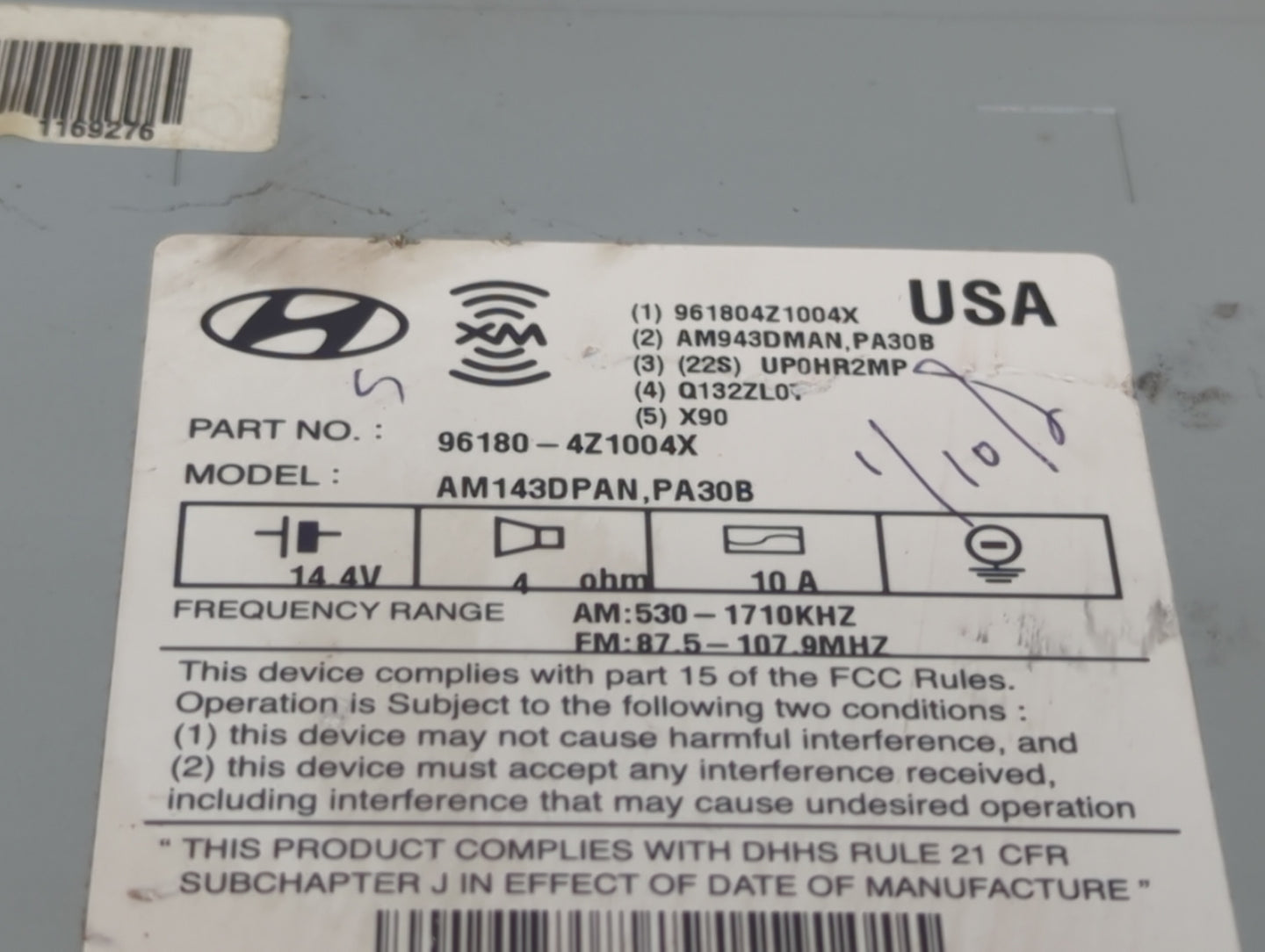 2013-2014 Hyundai Santa Fe Radio AM FM Cd Player Receiver Replacement P/N:961804Z1004X AM143DPAN, PA30B Fits Fits 2013 2014 