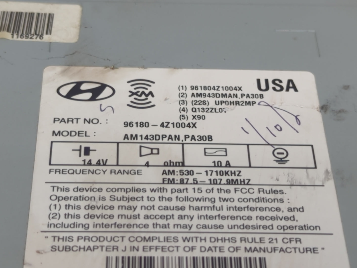 2013-2014 Hyundai Santa Fe Radio AM FM Cd Player Receiver Replacement P/N:961804Z1004X AM143DPAN, PA30B Fits Fits 2013 2014 
