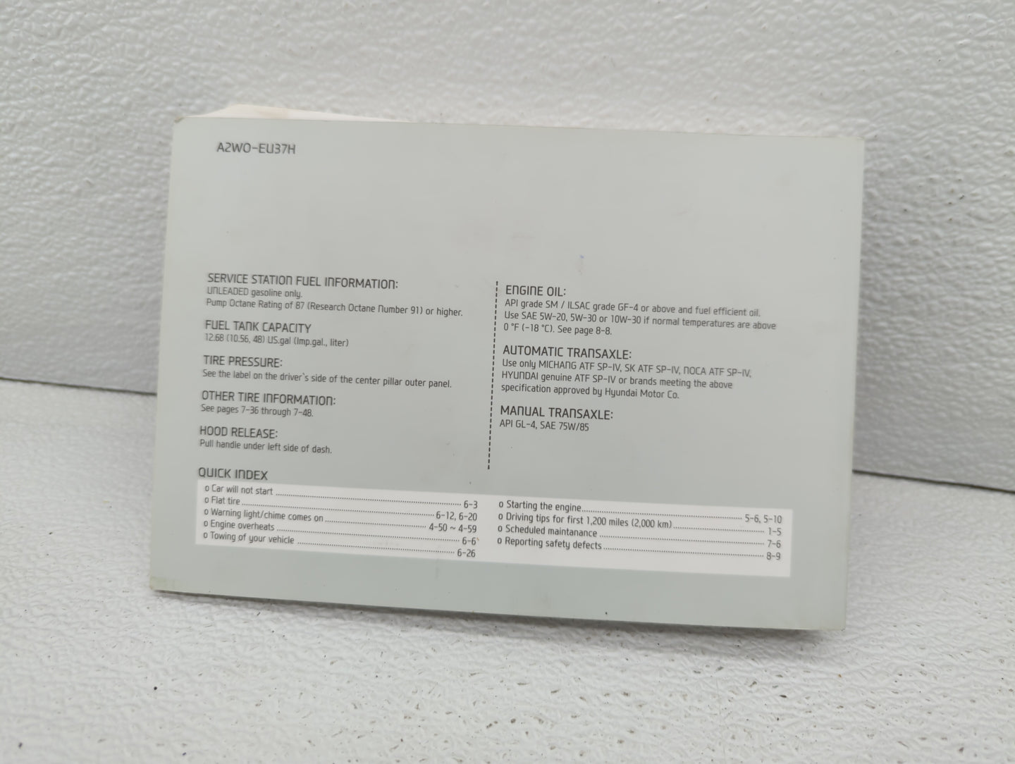 2013 Hyundai Santa Fe Owners Manual Book Guide P/N:A2W0-EU37H OEM Used Auto Parts - Oemusedautoparts1.com