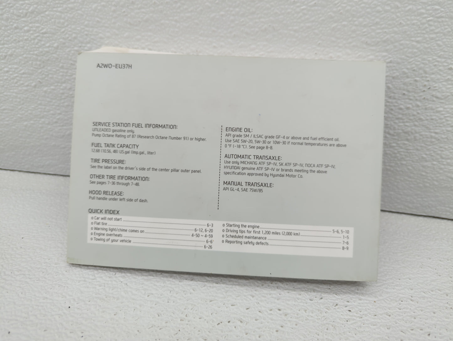 2013 Hyundai Santa Fe Owners Manual Book Guide P/N:A2W0-EU37H OEM Used Auto Parts - Oemusedautoparts1.com