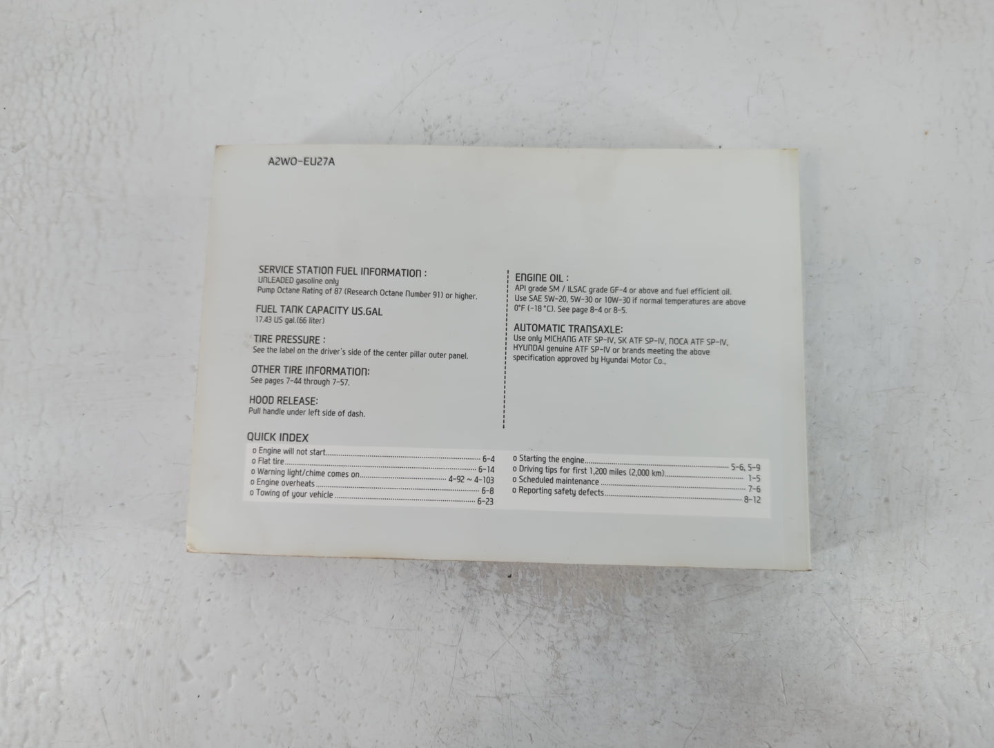 2013 Hyundai Santa Fe Owners Manual Book Guide P/N:A2W0-EU27A OEM Used Auto Parts - Oemusedautoparts1.com