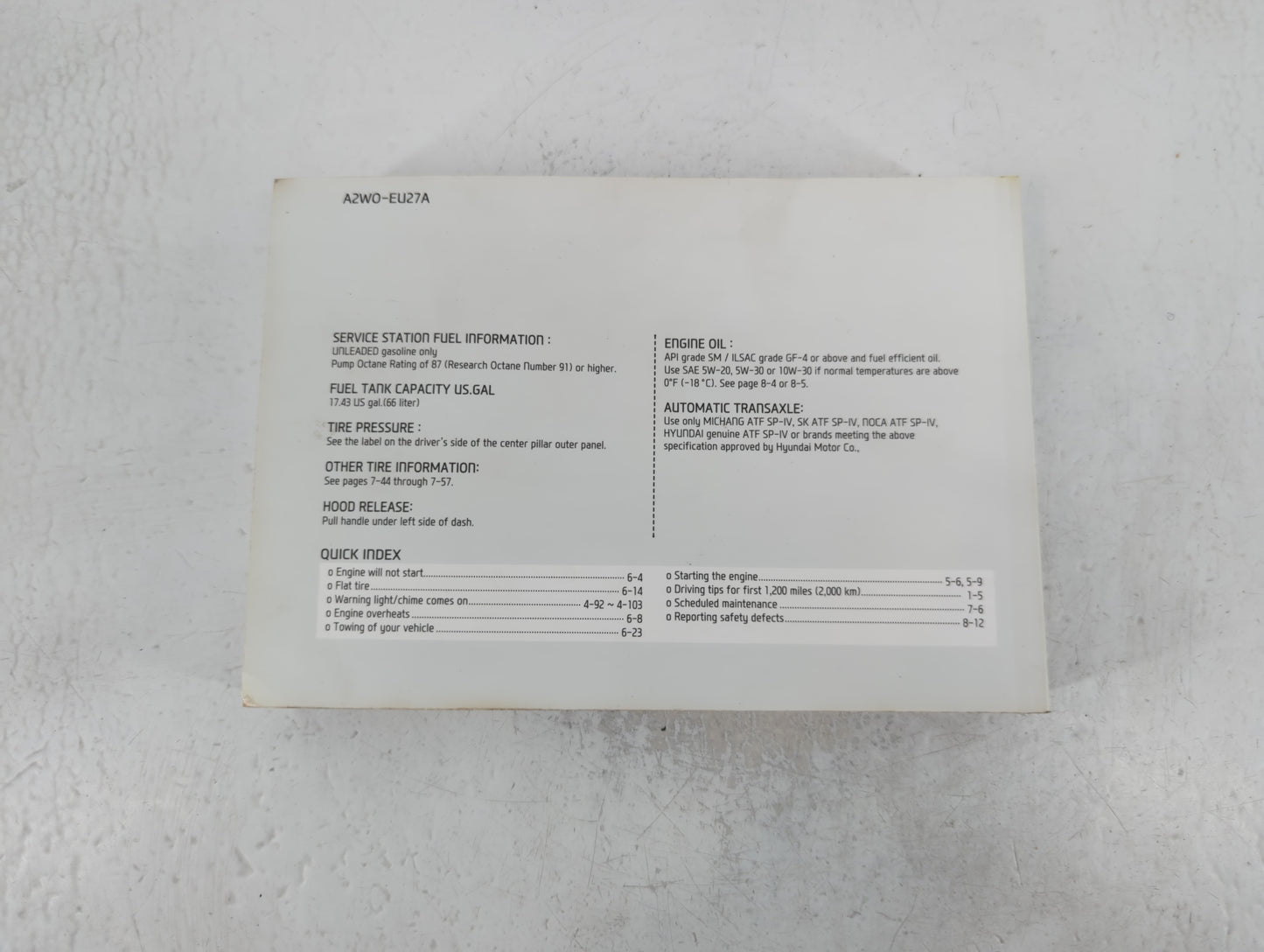 2013 Hyundai Santa Fe Owners Manual Book Guide P/N:A2W0-EU27A OEM Used Auto Parts - Oemusedautoparts1.com