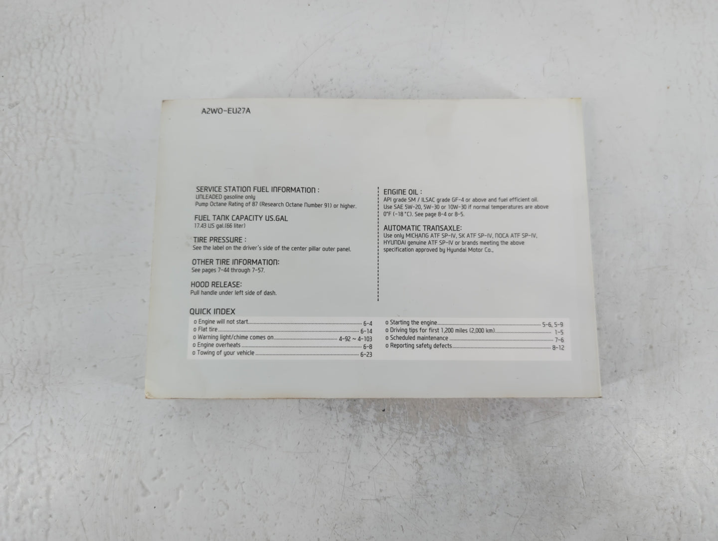2013 Hyundai Santa Fe Owners Manual Book Guide P/N:A2W0-EU27A OEM Used Auto Parts - Oemusedautoparts1.com