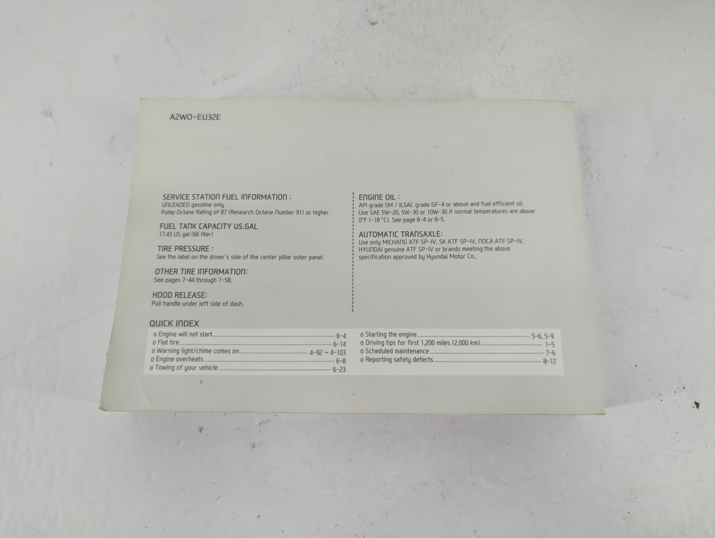 2013 Hyundai Santa Fe Owners Manual Book Guide P/N:A2WO-EU32E OEM Used Auto Parts - Oemusedautoparts1.com