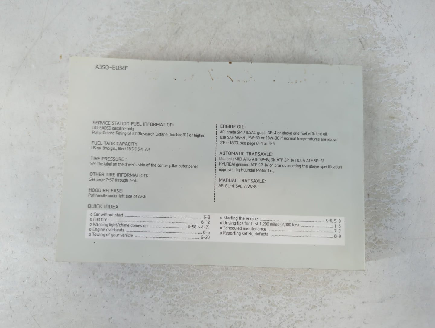 2013 Hyundai Sonata Owners Manual Book Guide P/N:A3S0-EU34F OEM Used Auto Parts - Oemusedautoparts1.com