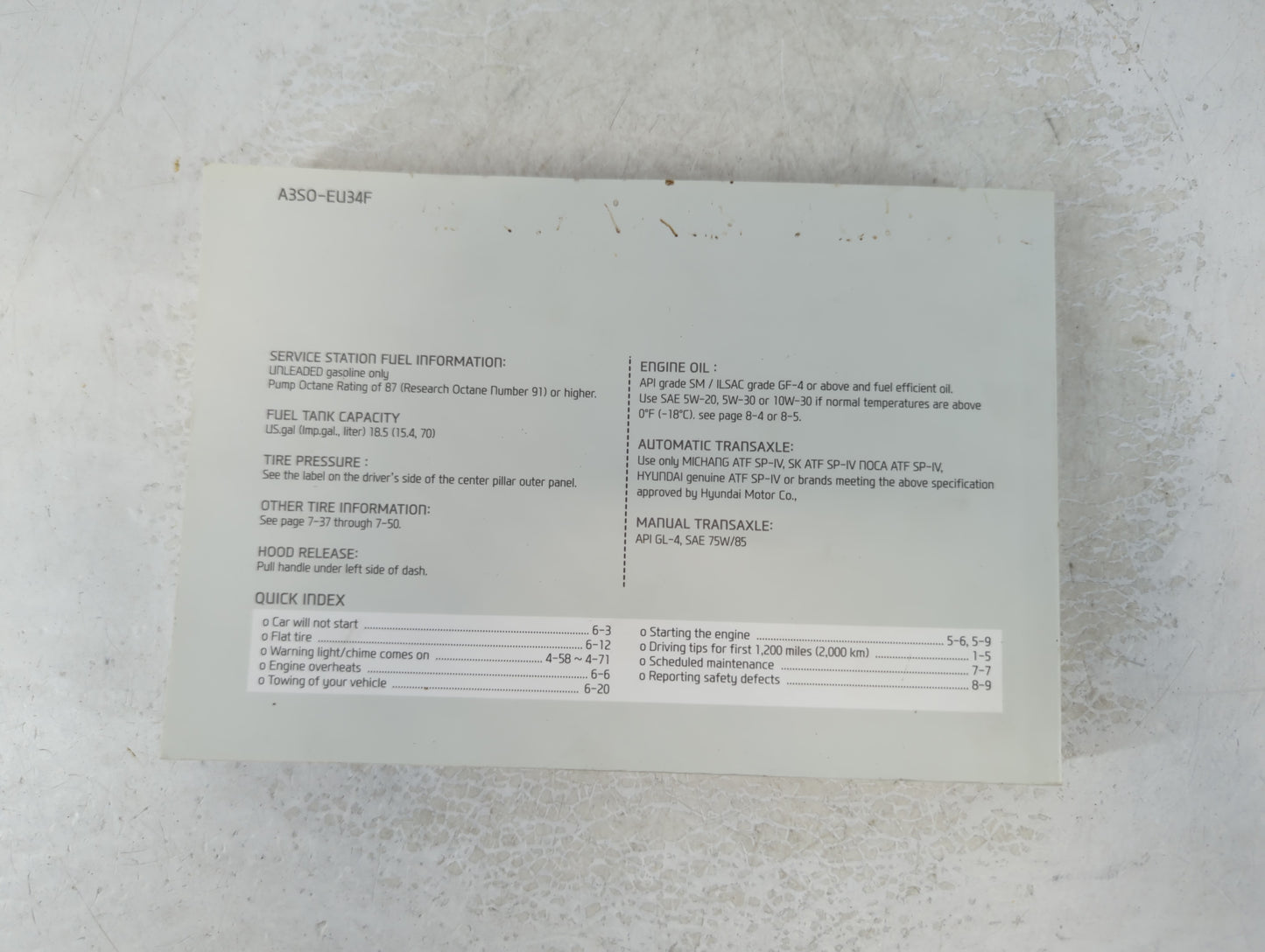 2013 Hyundai Sonata Owners Manual Book Guide P/N:A3S0-EU34F OEM Used Auto Parts - Oemusedautoparts1.com