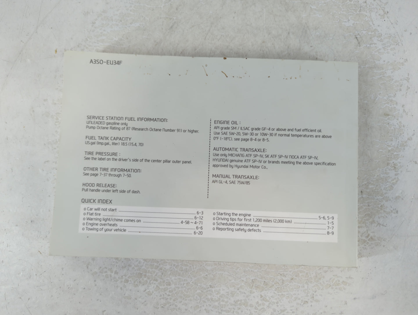 2013 Hyundai Sonata Owners Manual Book Guide P/N:A3S0-EU34F OEM Used Auto Parts - Oemusedautoparts1.com