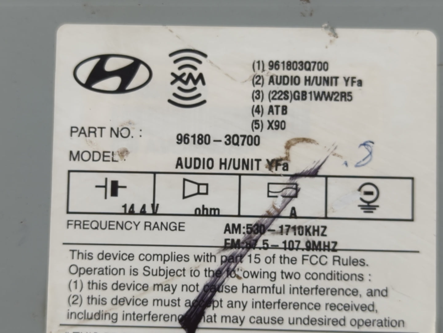 2012-2014 Hyundai Sonata Radio AM FM Cd Player Receiver Replacement P/N:96180-3Q700 Fits Fits 2012 2013 2014 OEM Used Auto P