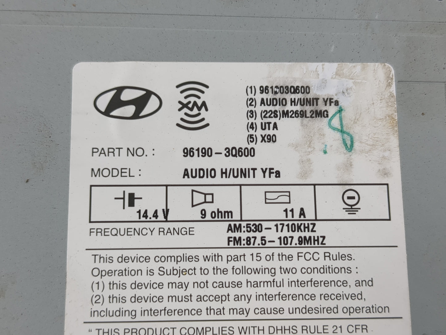 2013 Hyundai Sonata Radio AM FM Cd Player Receiver Replacement P/N:96190-3Q600 Fits OEM Used Auto Parts - Oemusedautoparts1.