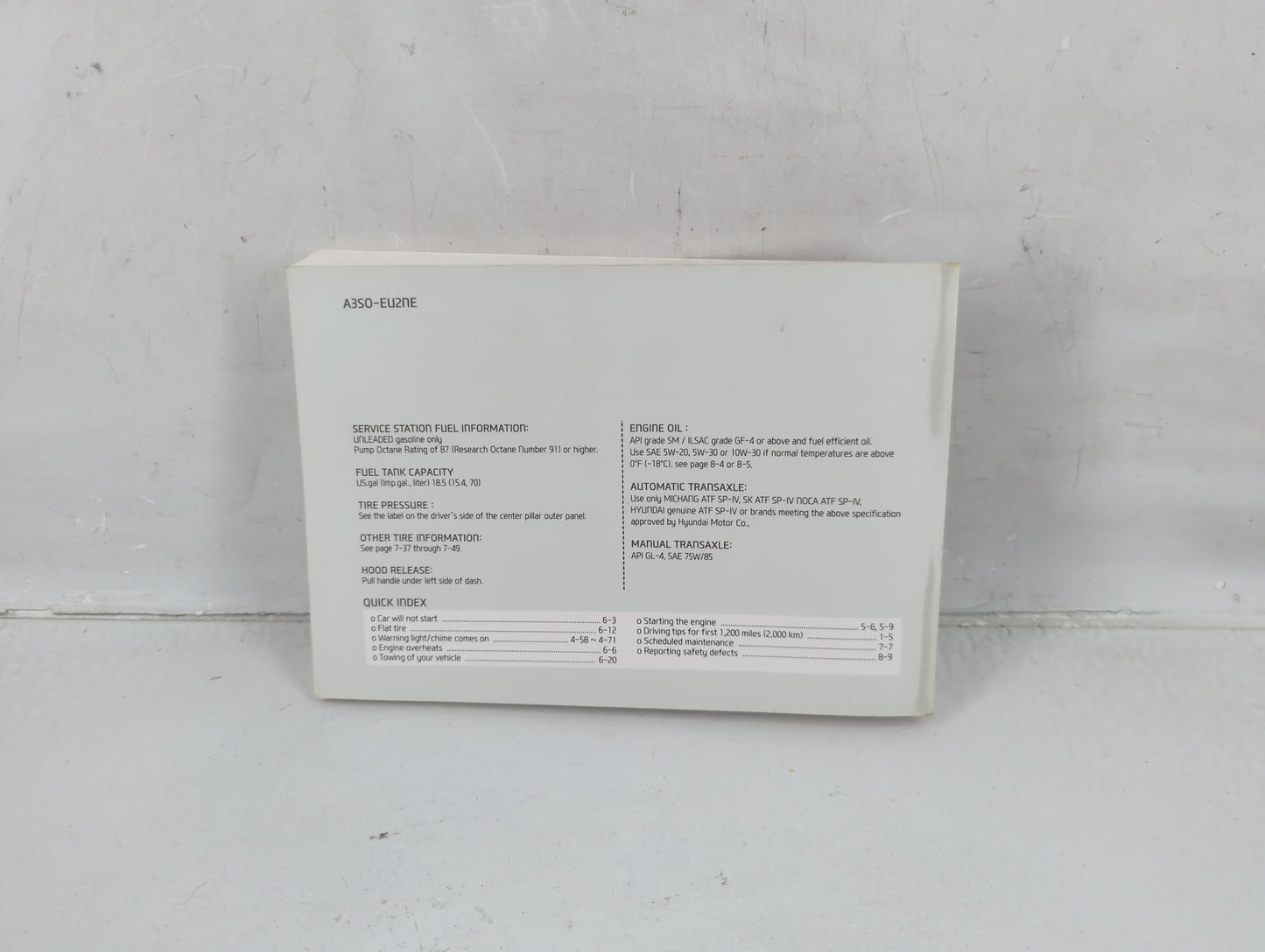 2013 Hyundai Sonata Owners Manual Book Guide P/N:A3S0-EU2NE OEM Used Auto Parts - Oemusedautoparts1.com