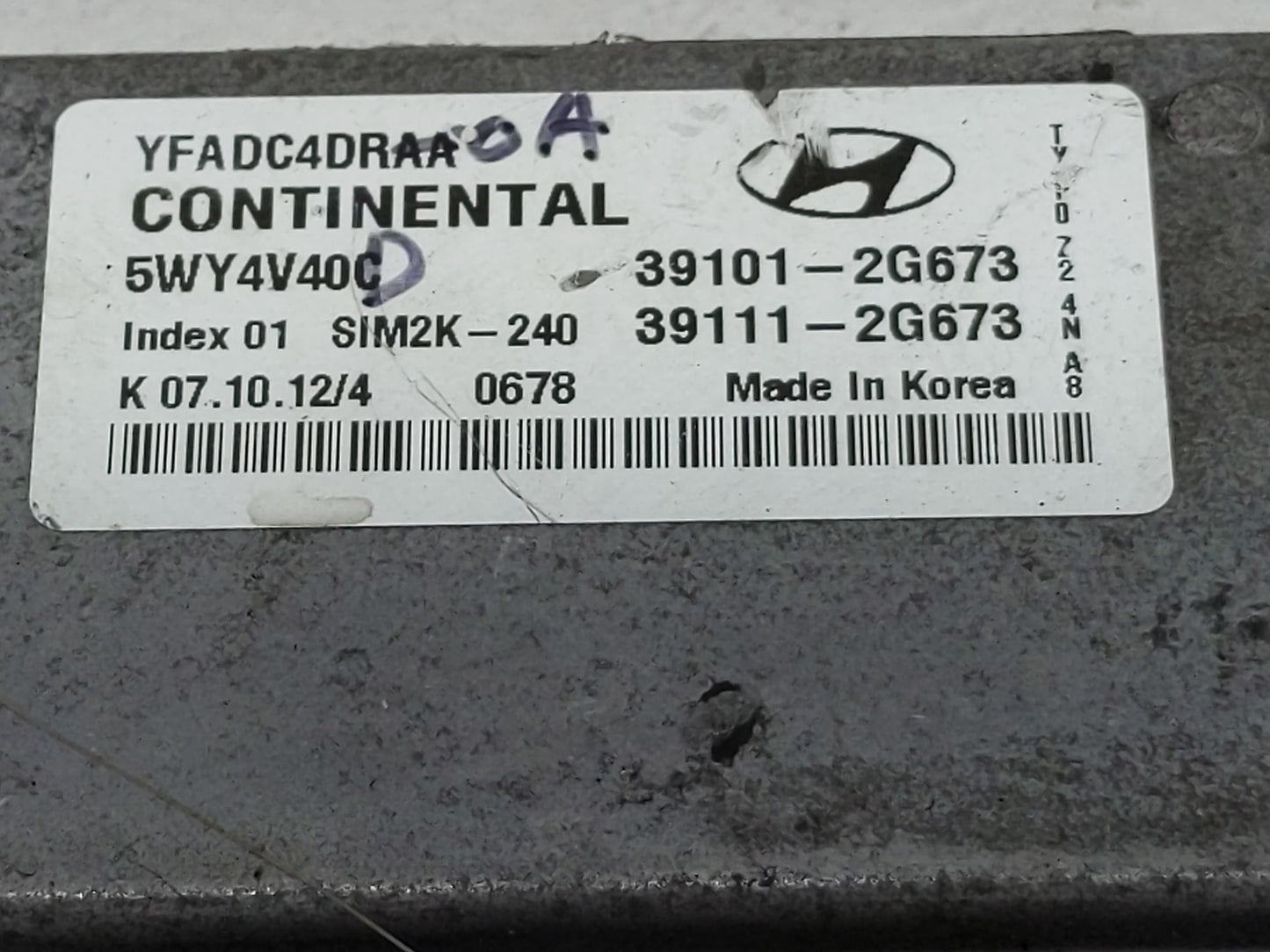 2011-2014 Hyundai Sonata PCM Engine Control Computer ECU ECM PCU OEM P/N:39111-2G673 39101-2G673 Fits Fits 2011 2012 2013 20